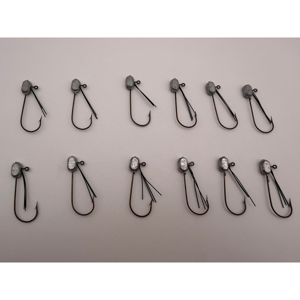 Handmade 12pc Weedless Football Jig Heads 0.15oz Lead Fishing Lures Bass Hooks